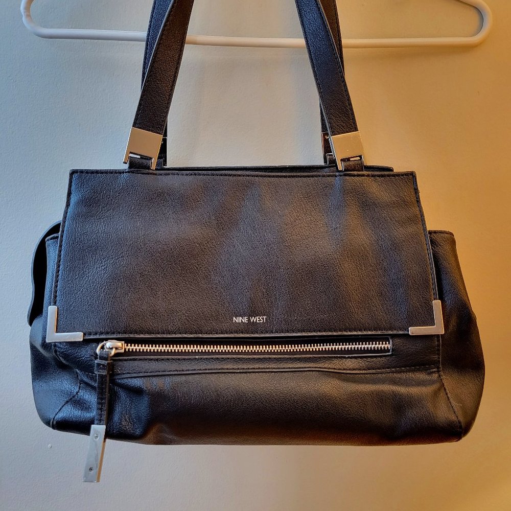 Nine West Handbag - Black with White Striped Interior
